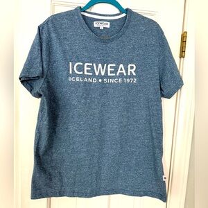 ICEWEAR by Iceland Short Sleeve T Shirt Blue Large‎ Y2k Streetwear Embroideried
